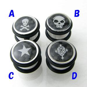 ボディピアス ステンレス製 模様入りダブルゴムプラグ 13mm SP021 