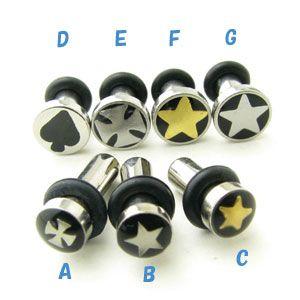 ボディピアス 色々モチーフシングルゴム ステンレスプラグ SP033 