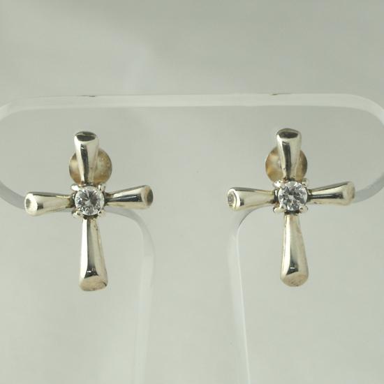  シルバーピアス ピアス シルバー ジルコニア付クロス シルバーピアスTP7028