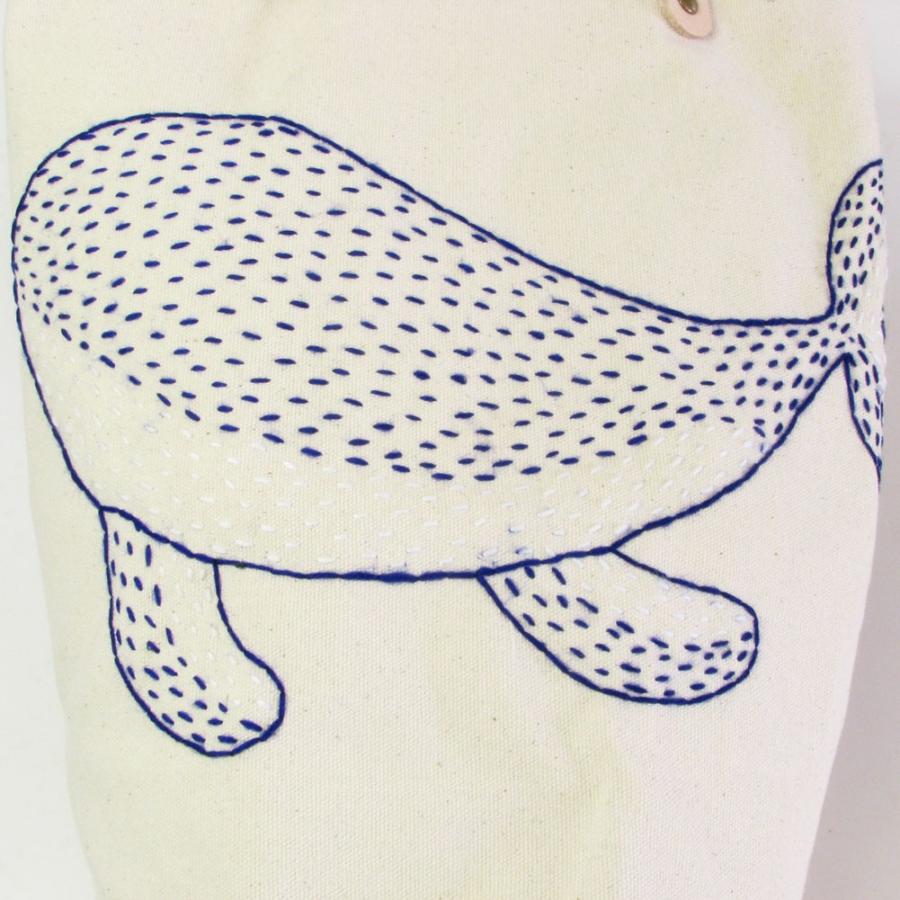 トートバッグ コットン 本革 レディース 猫 恐竜 クジラ ネコ 刺繍