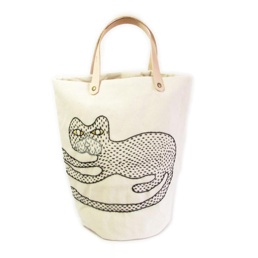 トートバッグ コットン 本革 レディース 猫 恐竜 クジラ ネコ 刺繍