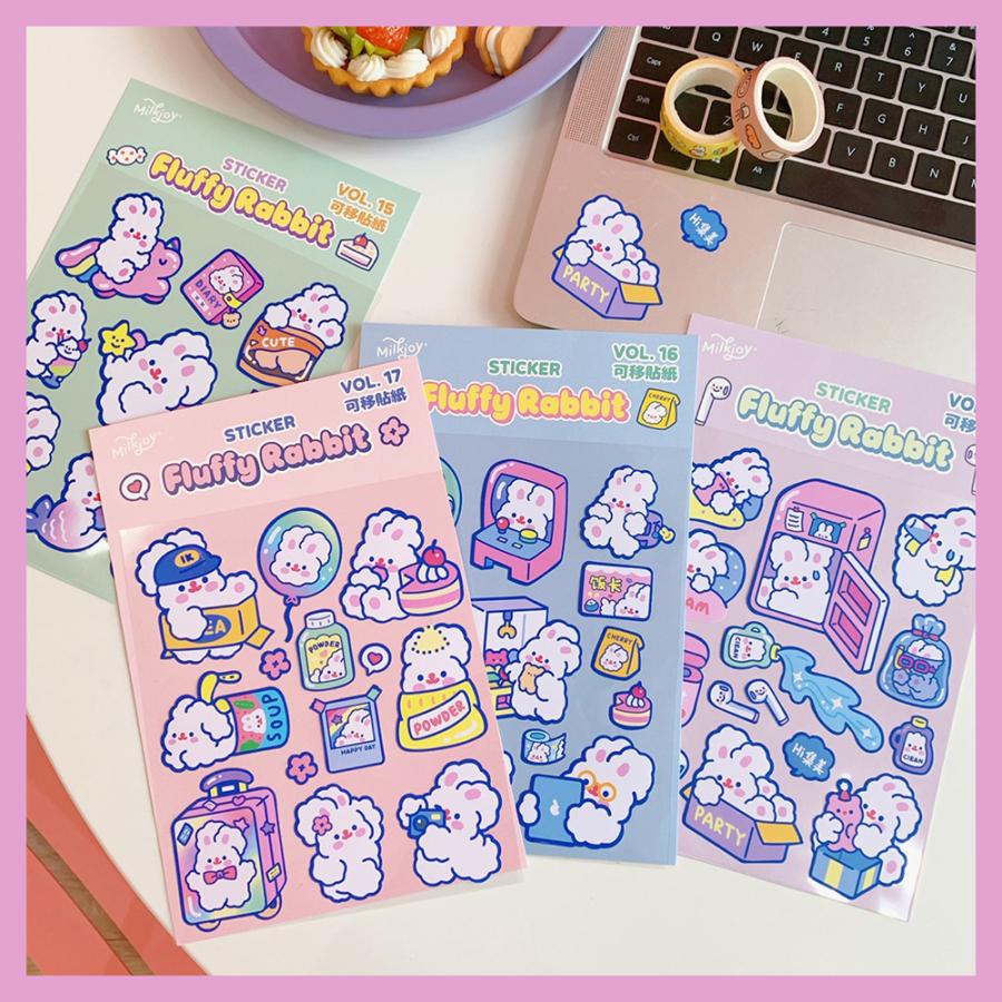 4種類セット Milkjoy Fluffy Rabbit Sticker フラッフィーラビットステッカー うさぎ柄シール 韓国 Milkjoyrabbit Sticker4 Usagi Case 通販 Yahoo ショッピング