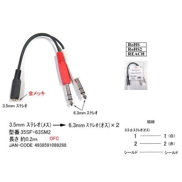 3 5mmステレオ メス 6 3mmステレオ オス X2分配ケーブル 20cm 3c 35sf 63sm2 35sf 63sm2 ミルフォード 通販 Yahoo ショッピング