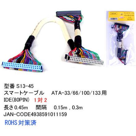 Ideスマートケーブル Ata 33 66 100 133用 80pin 1 2 45cm Pn S13 45 Side 05 ミルフォード 通販 Yahoo ショッピング