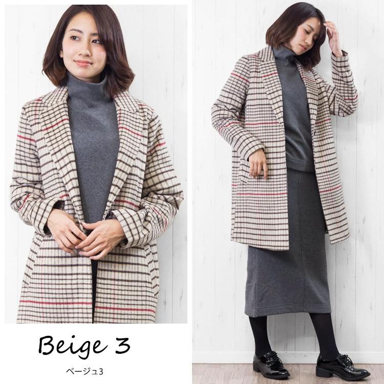 大人コート レディース アウター チェックチェスターコート フェイク