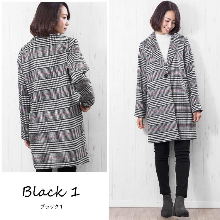 大人コート レディース アウター チェックチェスターコート フェイク