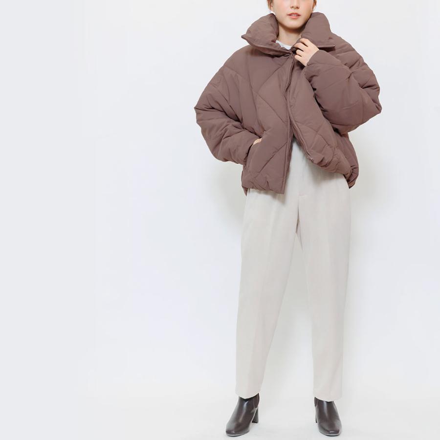 中綿ジャケット レディース アウター ダイヤキルト 防寒 デカ襟 ビッグ