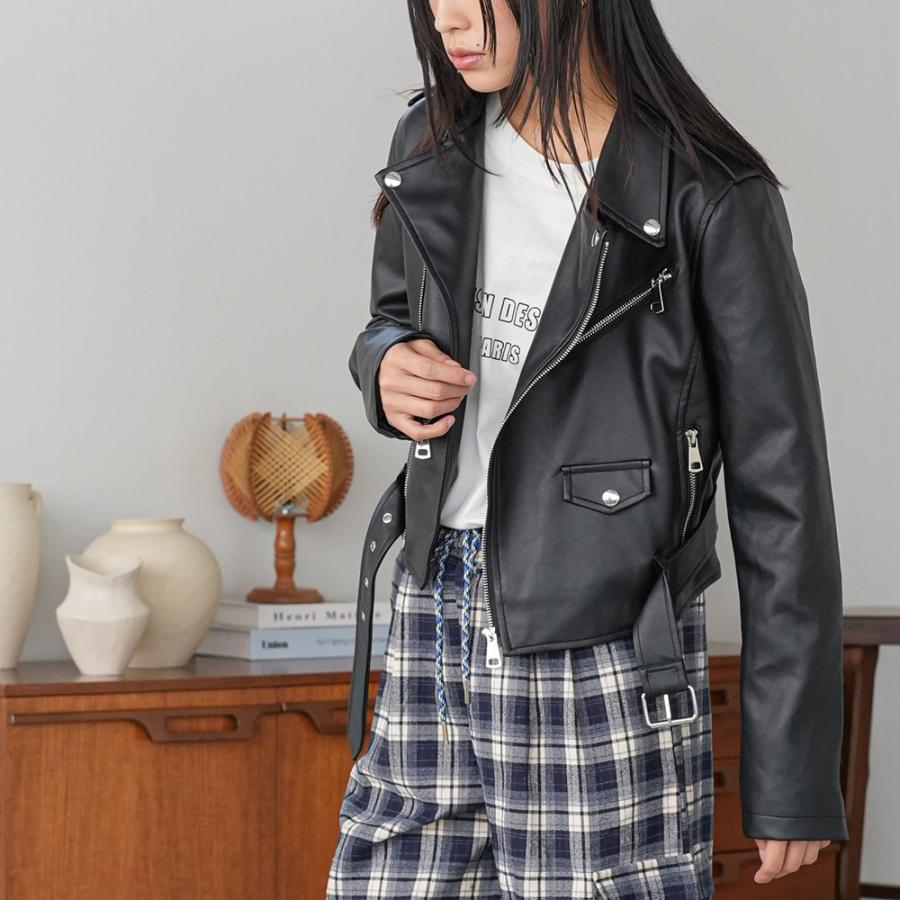 mili an deni（ミリアンデニ） フェイクレザーライダースジャケット