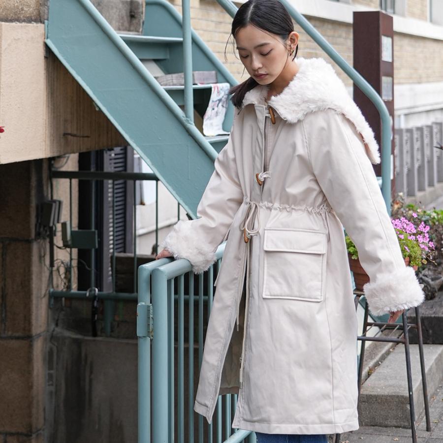 冬新作 ケープフードダウンコート ロング丈 ウール混 防寒 あったか アウター フード 長袖 コート ジャケット 秋冬 レディース アウター ミリアンデニ a62124 mili an deni（ミリアンデニ） ケープフードダウンコート ダウンコート