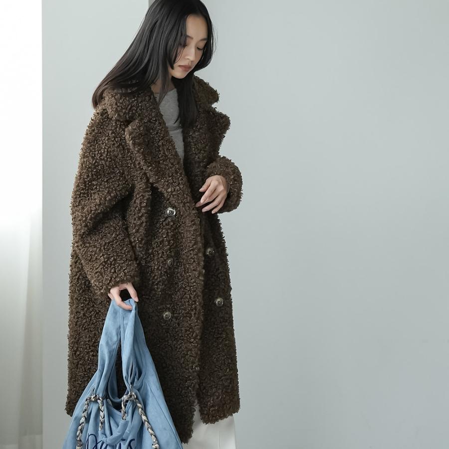 テディボアロングコート プードルボアコート オーバーコート 軽量