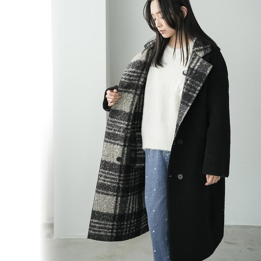 mili an deni（ミリアンデニ） リバーシブルチェックボアコート