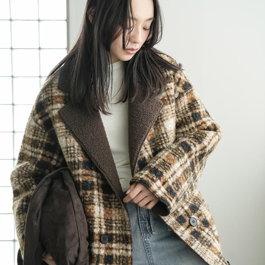 mili an deni（ミリアンデニ） リバーシブルチェックボアコート