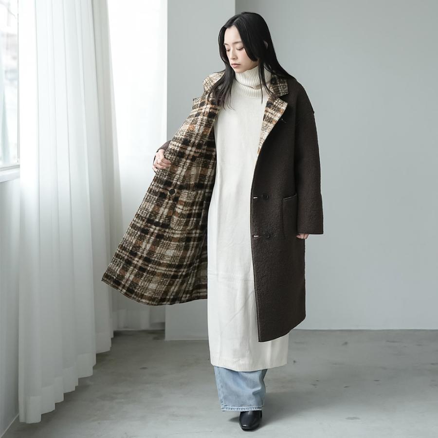 mili an deni（ミリアンデニ） リバーシブルチェックボアコート