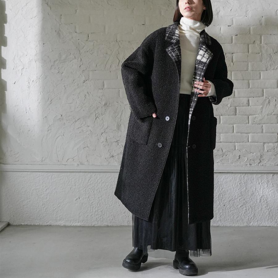 mili an deni（ミリアンデニ） リバーシブルチェックボアコート