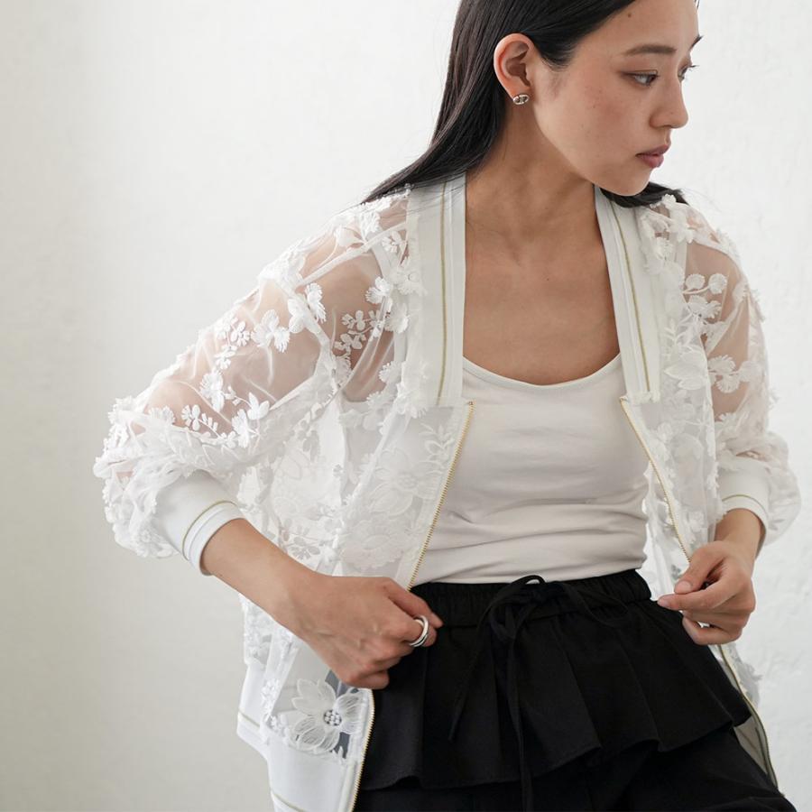 mili an deni（ミリアンデニ） 花柄シアーレースブルゾン シアーレース