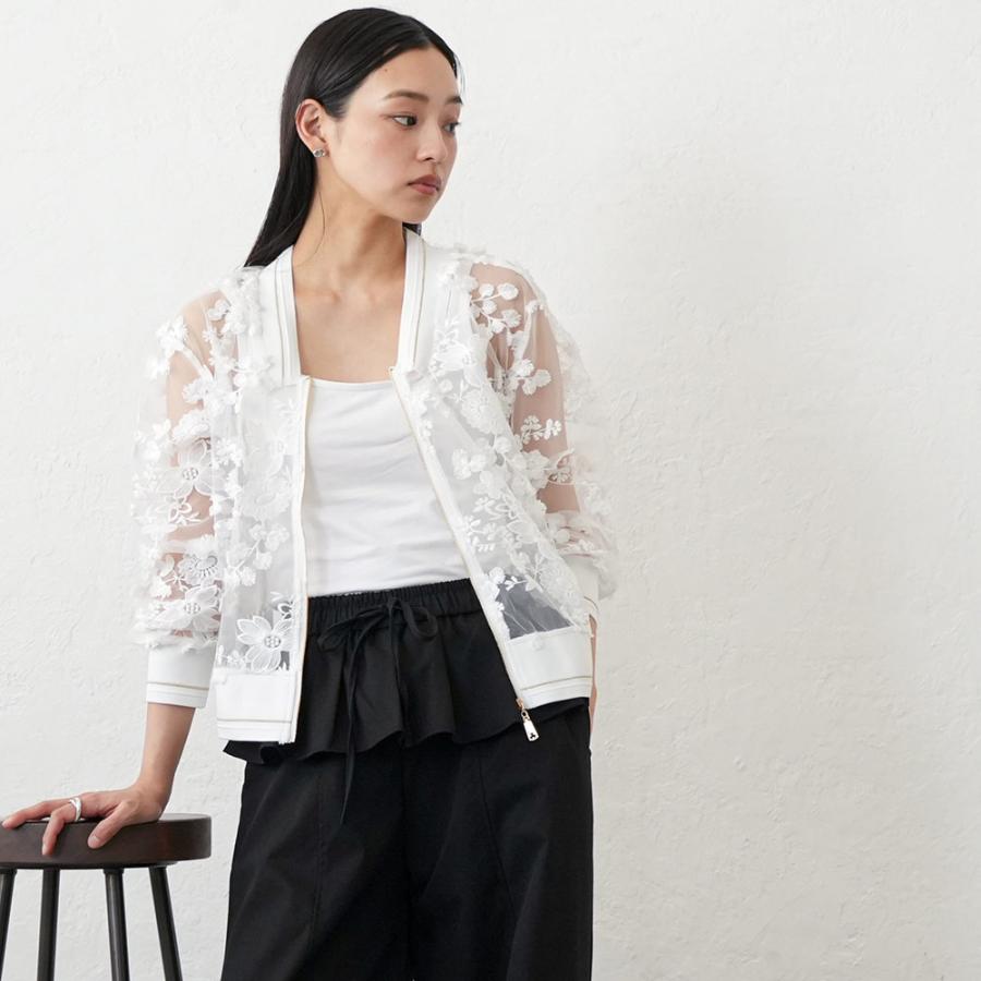 mili an deni（ミリアンデニ） 花柄シアーレースブルゾン シアーレース