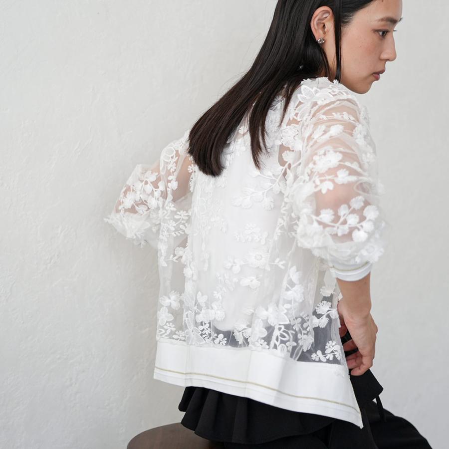 mili an deni（ミリアンデニ） 花柄シアーレースブルゾン シアーレース