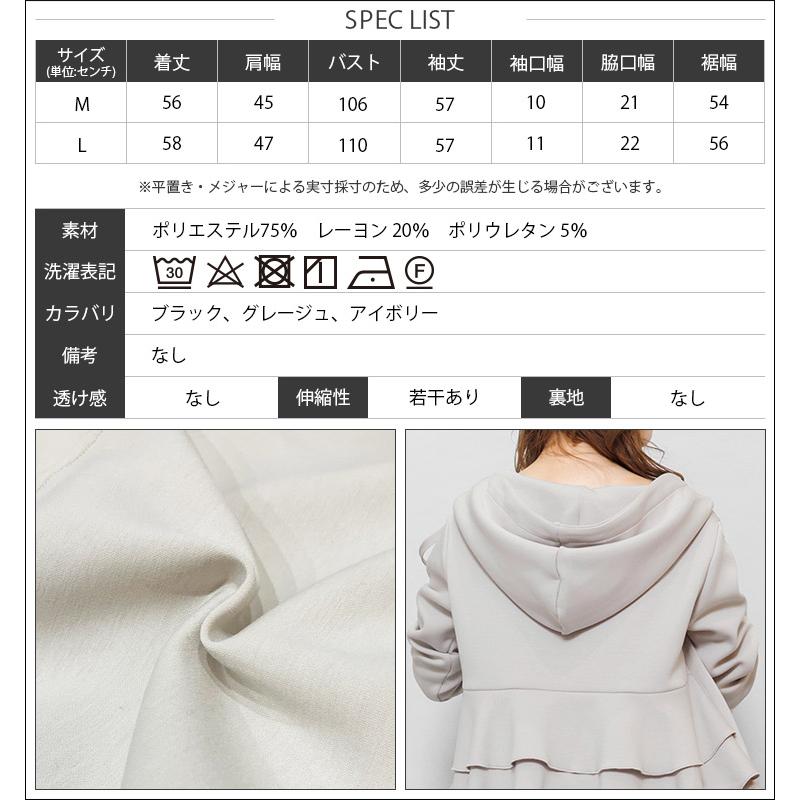バックフリルパーカー レディース 前開きジップパーカー バックフリルパーカー レディース 前開きジップパーカー