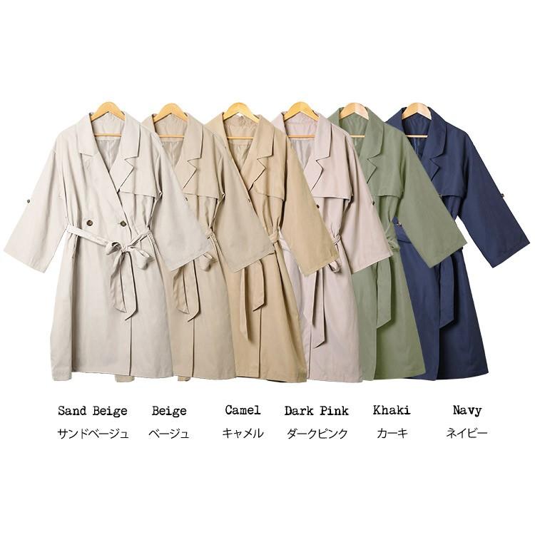 レディース アウター ピーチ素材 ロング丈 トレンチコート スプリング