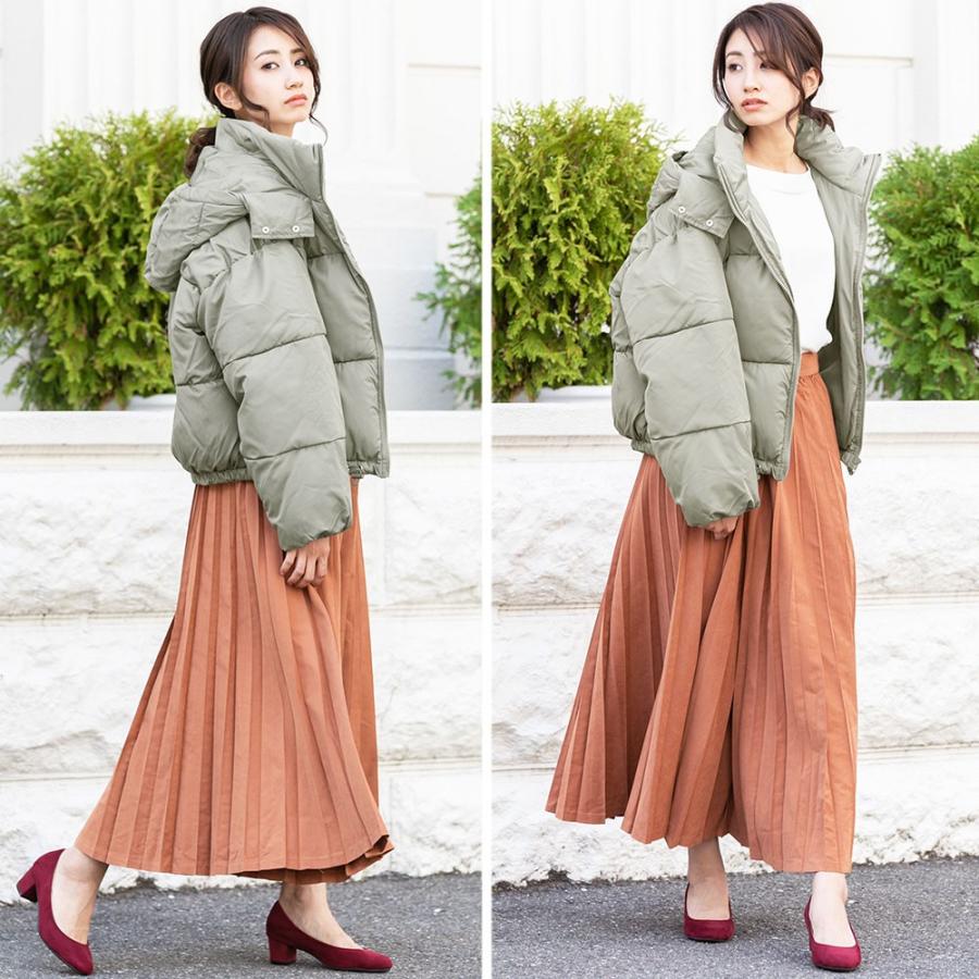 キレイめカジュアル レディース アウター フードファイバーダウン