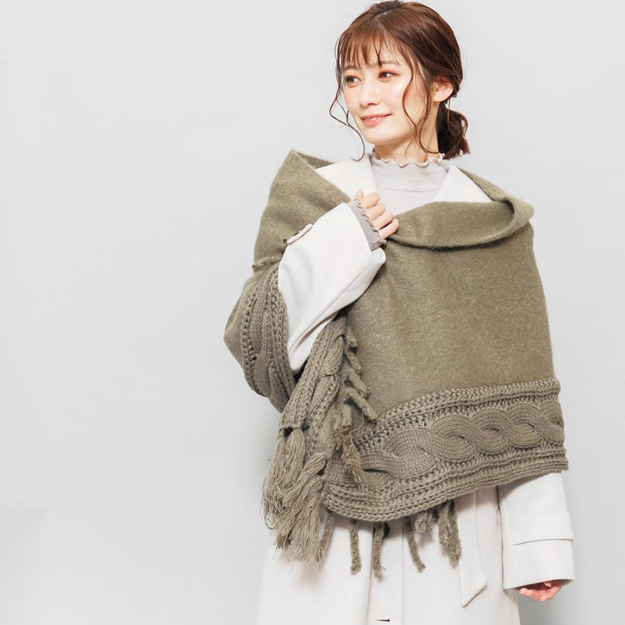 ケーブルニット切り替えマフラー（ネコポス）レディース 防寒対策
