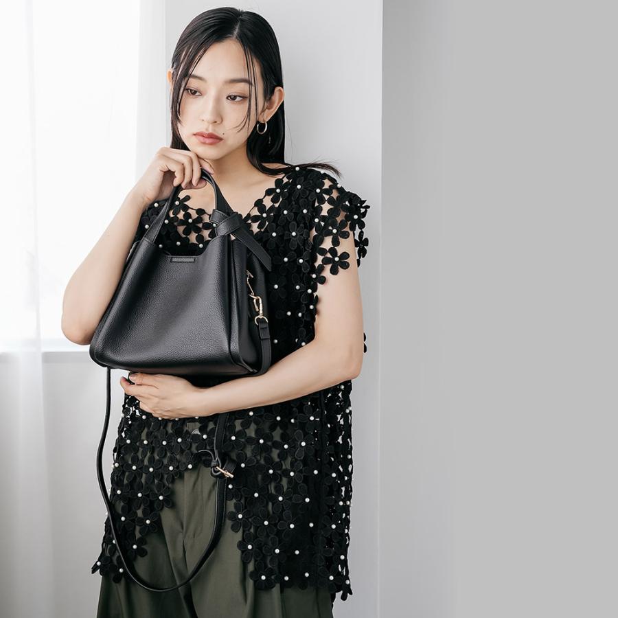 courrèges 黒 2Wayバッグ レザー ショルダーストラップ＆保存袋付き