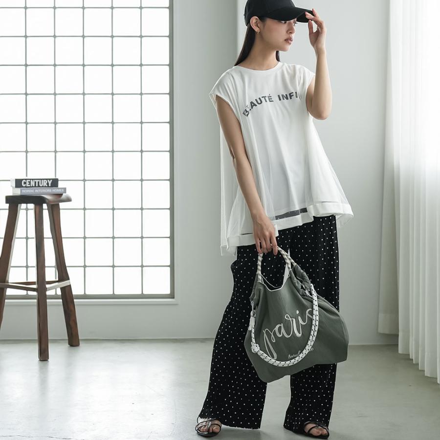 3WAYロゴ刺繍ロープトートバッグ 3WAY トートバッグ ロープ付き ロゴ刺繍 取り外し可能 インナーポケット Ａ４サイズ エコバッグ 軽量バック レディース 爆買の画像
