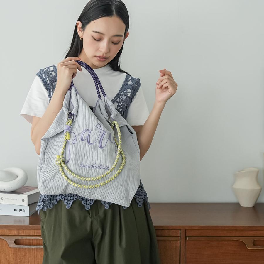 3WAYロゴ刺繍ロープトートバッグ 3WAY トートバッグ ロープ付き ロゴ刺繍 取り外し可能 インナーポケット Ａ４サイズ エコバッグ 軽量バック レディース 爆買の画像