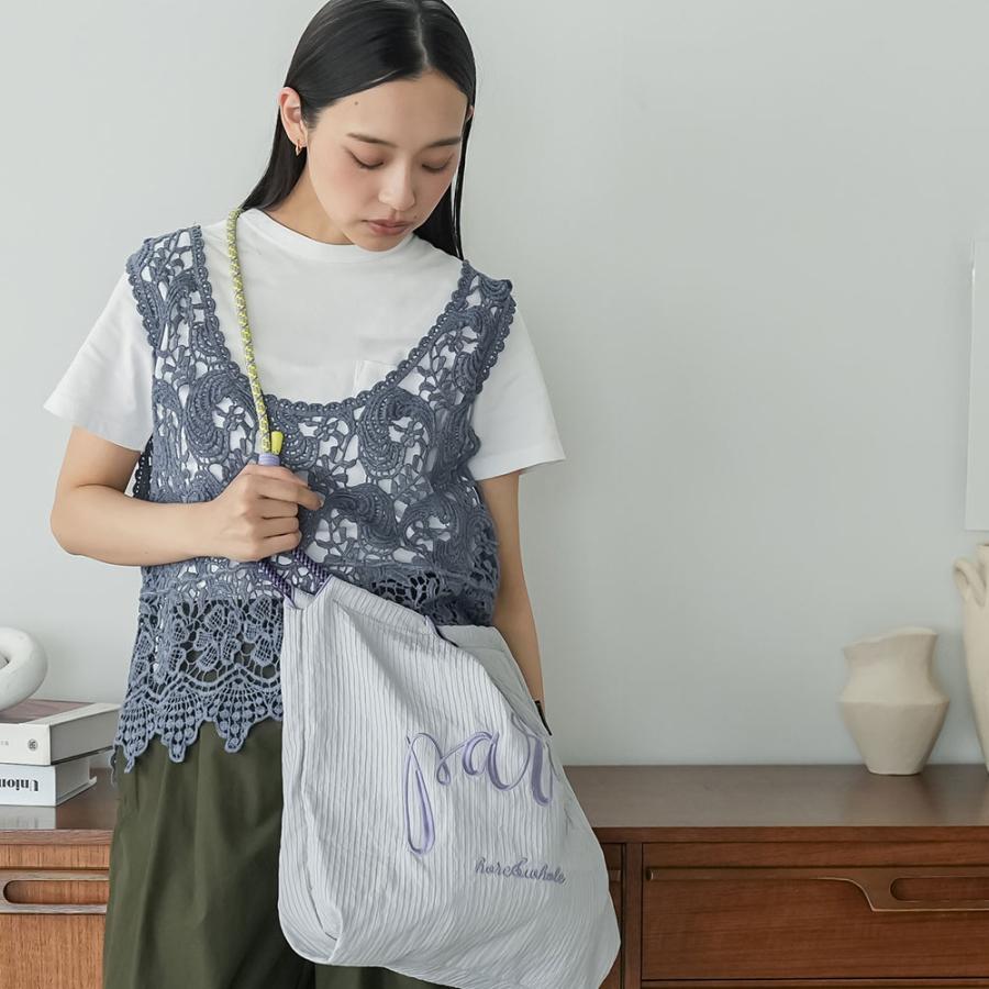 3WAYロゴ刺繍ロープトートバッグ 3WAY トートバッグ ロープ付き ロゴ刺繍 取り外し可能 インナーポケット Ａ４サイズ エコバッグ 軽量バック レディース 爆買の画像