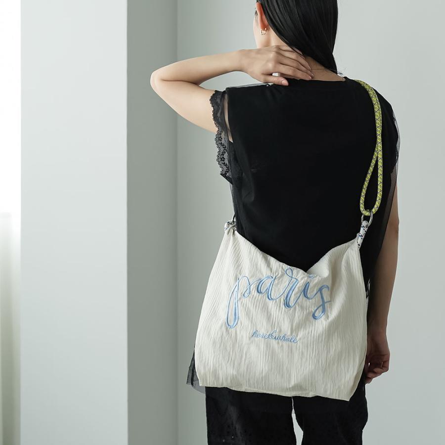 3WAYロゴ刺繍ロープトートバッグ 3WAY トートバッグ ロープ付き ロゴ刺繍 取り外し可能 インナーポケット Ａ４サイズ エコバッグ 軽量バック レディース 爆買の画像