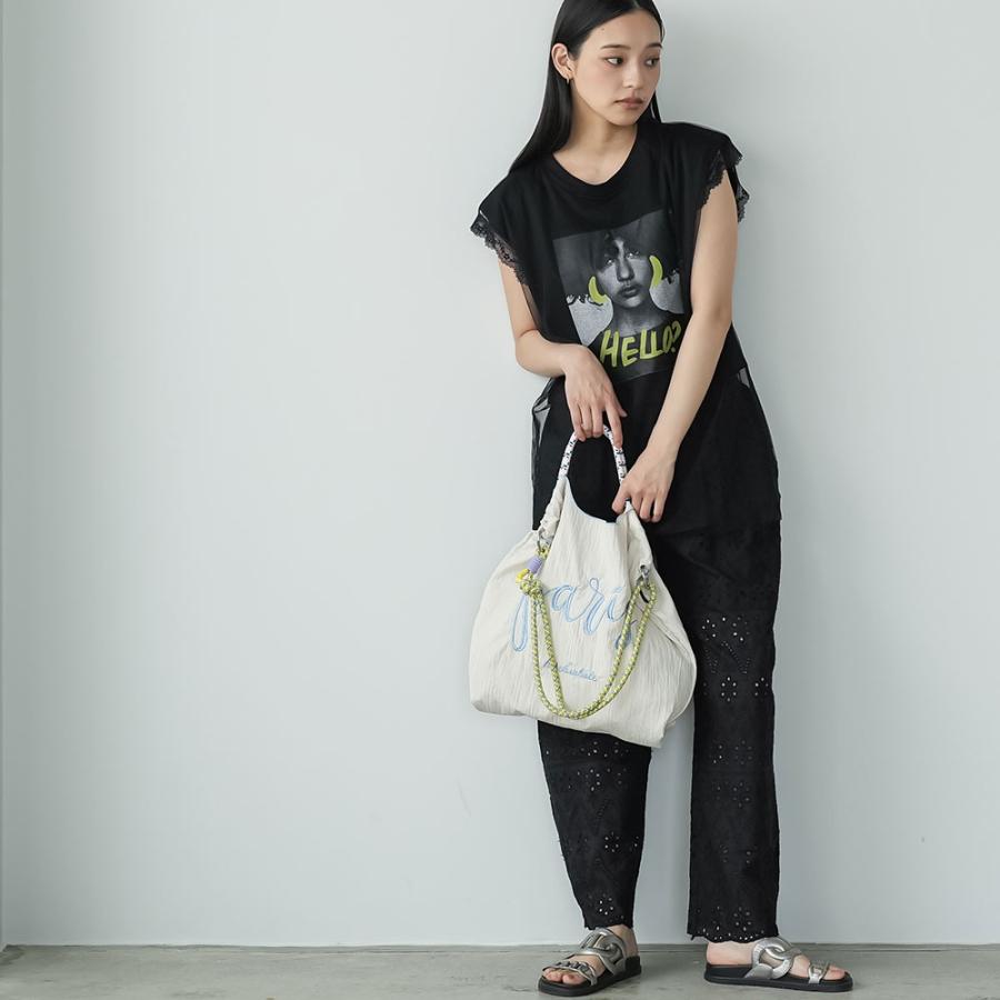 3WAYロゴ刺繍ロープトートバッグ 3WAY トートバッグ ロープ付き ロゴ刺繍 取り外し可能 インナーポケット Ａ４サイズ エコバッグ 軽量バック レディース 爆買の画像