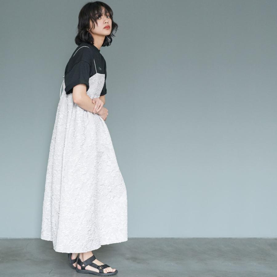 美品✨45R ジャガードワンピース R刺繍 インディゴ　マキシ丈　ノースリーブ セール】 風車柄ジャカード ノースリーブワンピース （ロング・マキシ