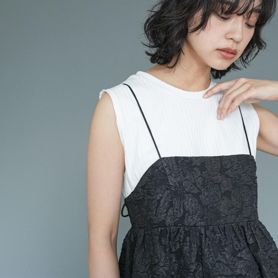 花柄ジャガードキャミワンピースレディース ノースリーブ ロング