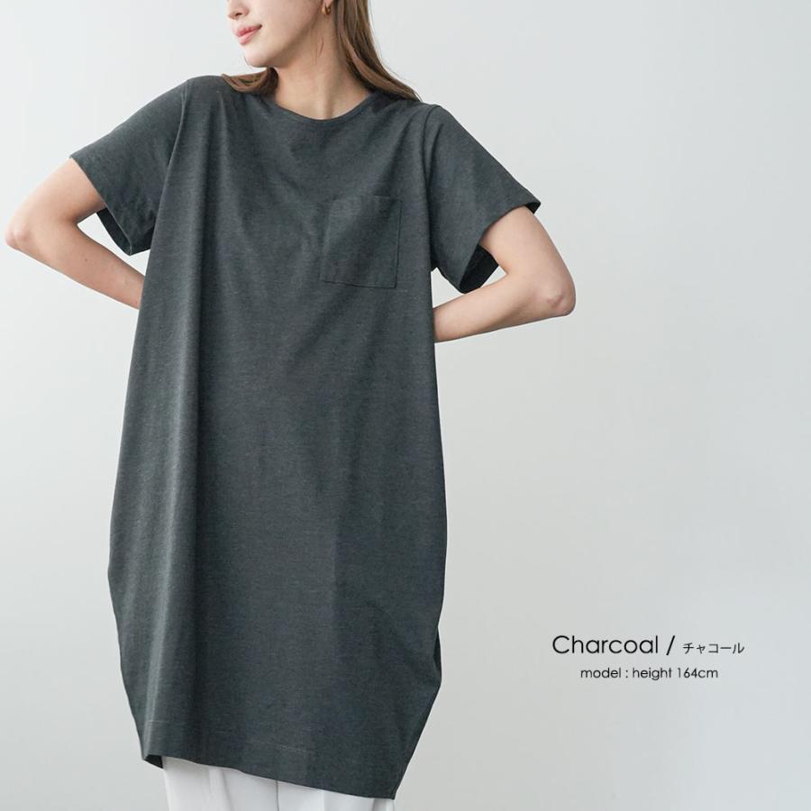 レディース ワンピース Tシャツ カットソー ショート丈 半袖 ポケット