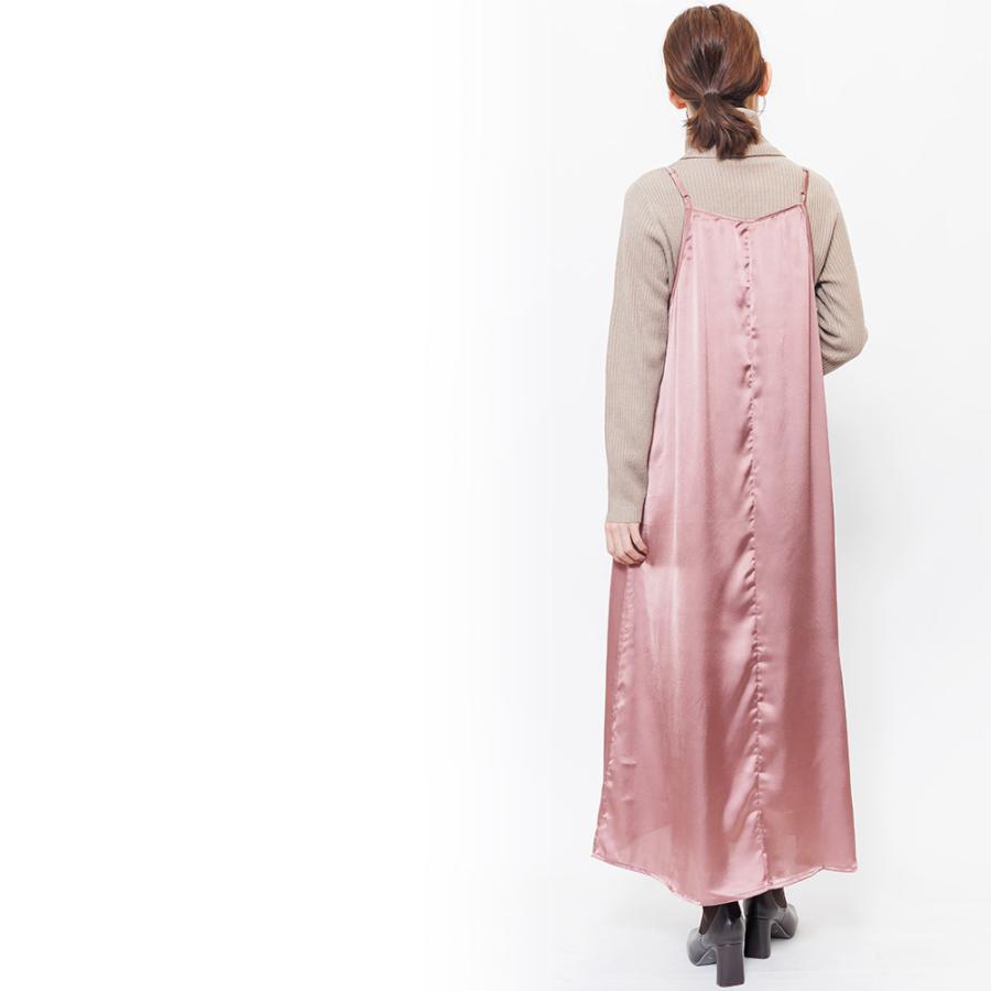 アウトレット キャミワンピース レディース サテン素材 光沢素材