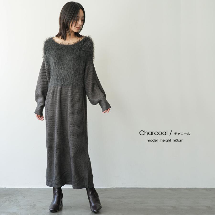 【美品】フォクシー ニットワンピース フルールドレス 切り替えギャザーAライン フェザーヤーン切替ワンピース ローゲージニットワンピ 切替ワンピ