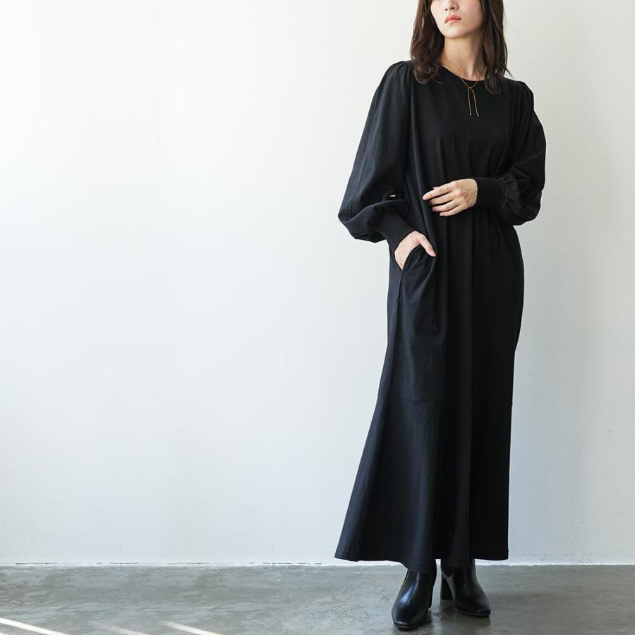 マーメイドラインワンピース レディース ロング丈 ハイネック コットン