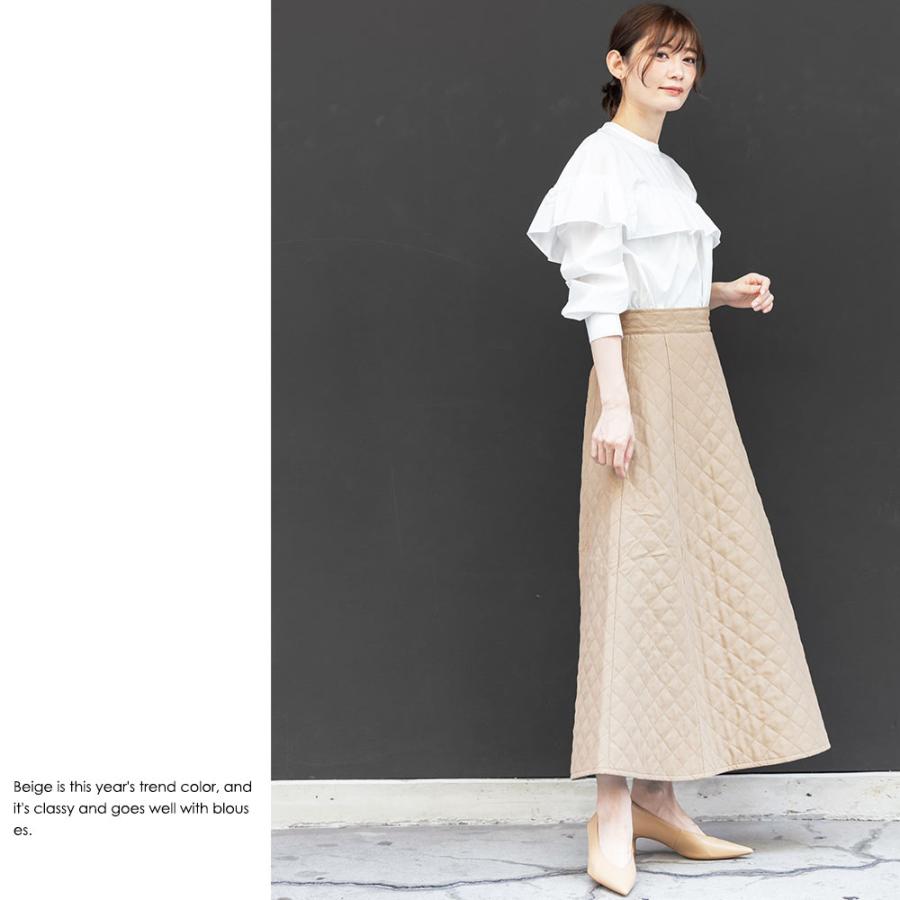 キルティングフレアスカート レディース ロングスカート ボトムス