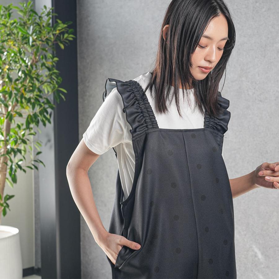 mili an deni（ミリアンデニ） ショルダーフリルドットオールインワン