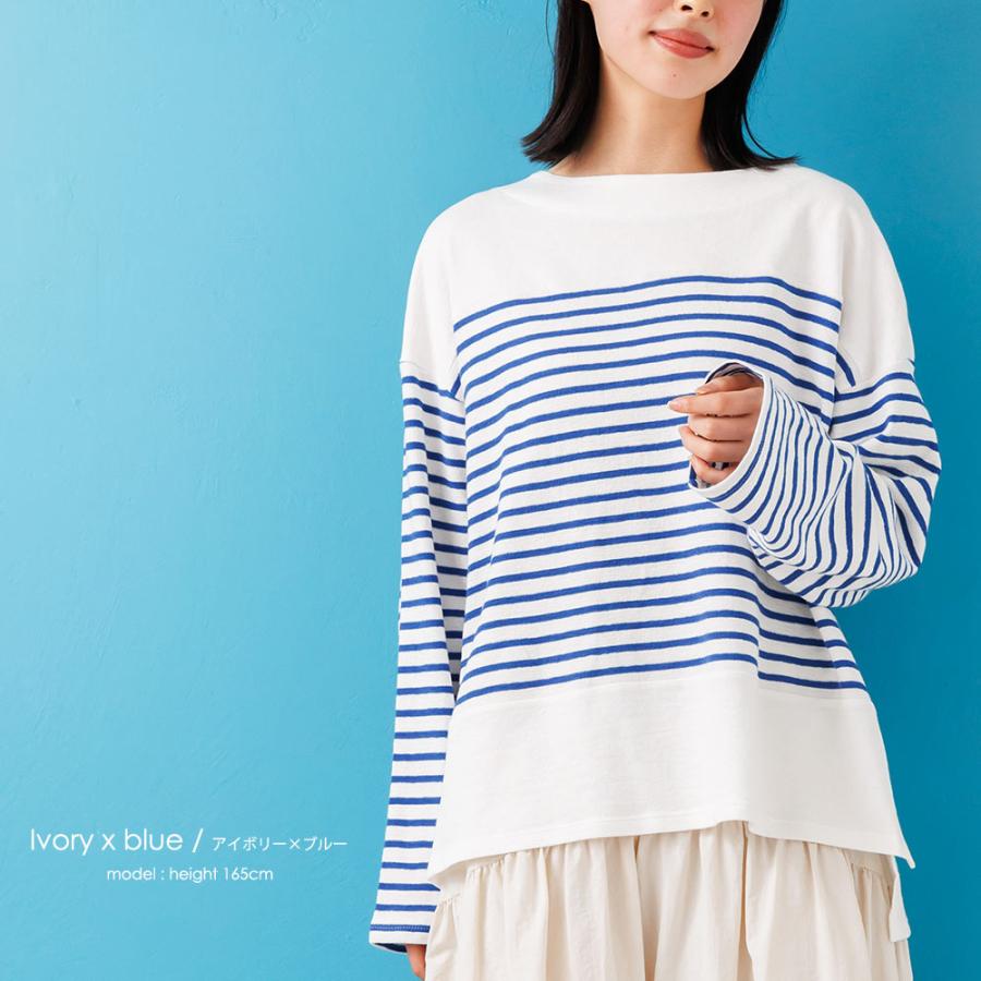 インレイパネルボーダー長袖Tシャツ レディース トップス 長袖 インレイパネルボーダー長袖Tシャツ レディース トップス 長袖