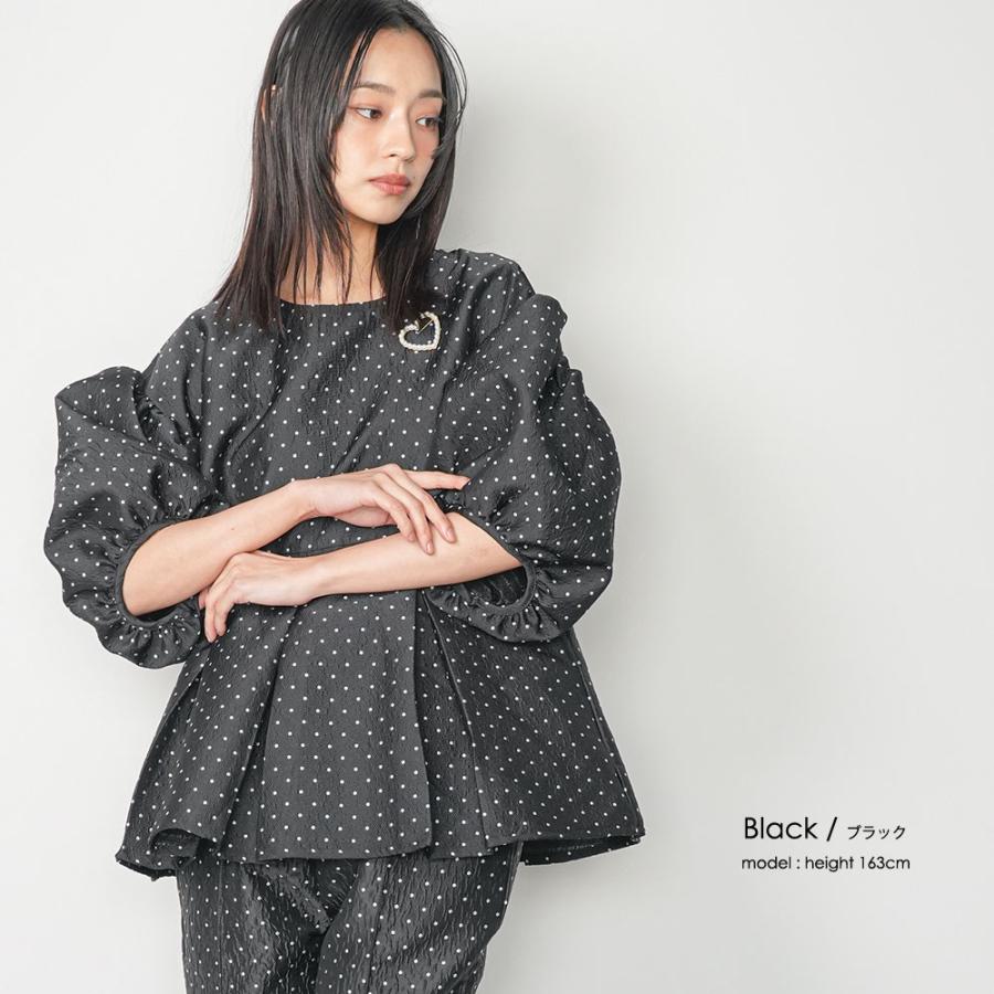 CALMER 2025SS ドットジャカードブラウス ネイビー CALMER 2025SS