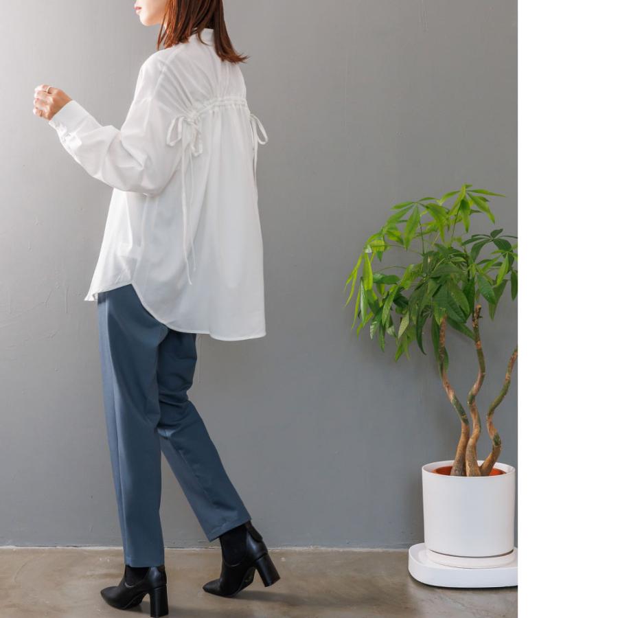 エステルPUバックドロストオーバーシャツレディース トップス シャツ