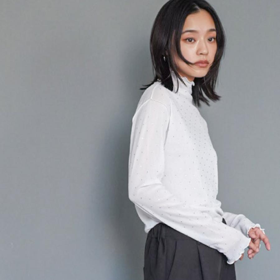 ラインストーンメローハイネックトップス カットソー (郵2) ポイント