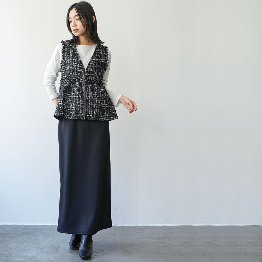 ミックスツィードペプラムベスト ペプラムベスト ツィードベスト
