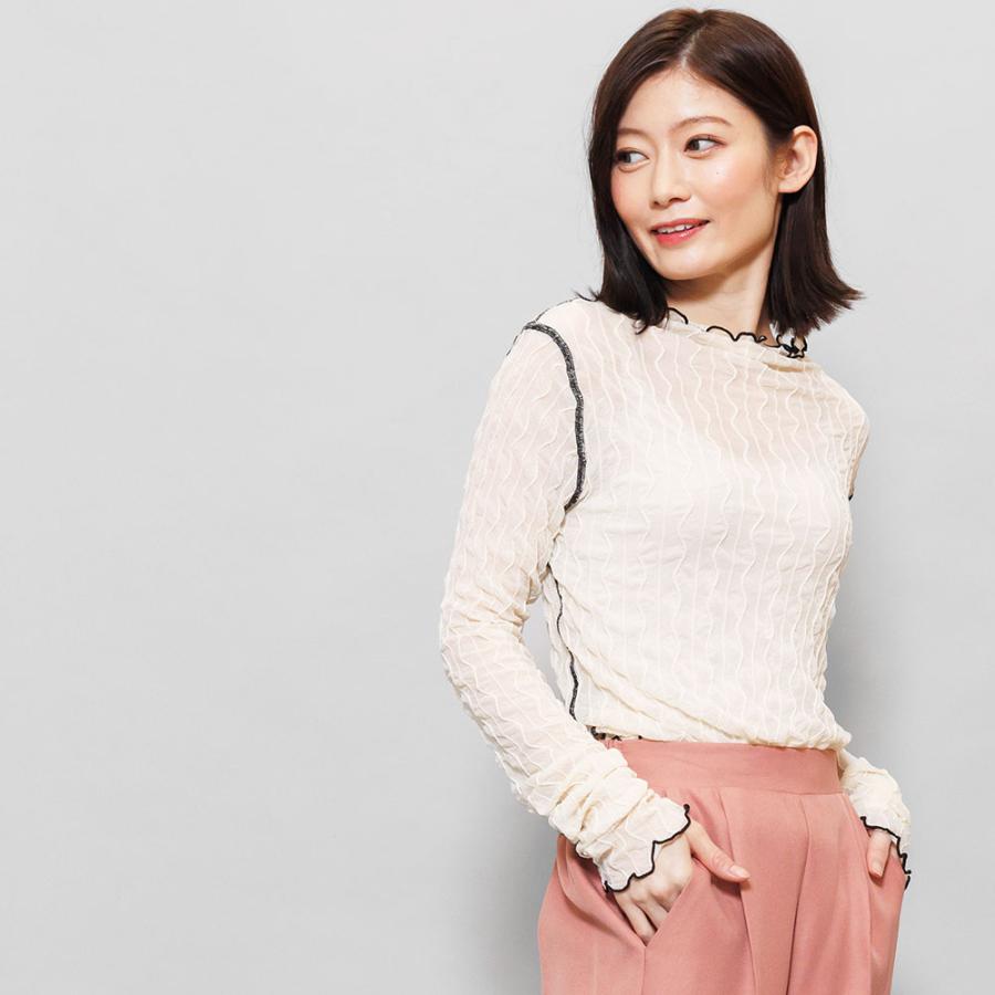 レディース ランダムストライプシアートップス 長袖 : mili an deni 