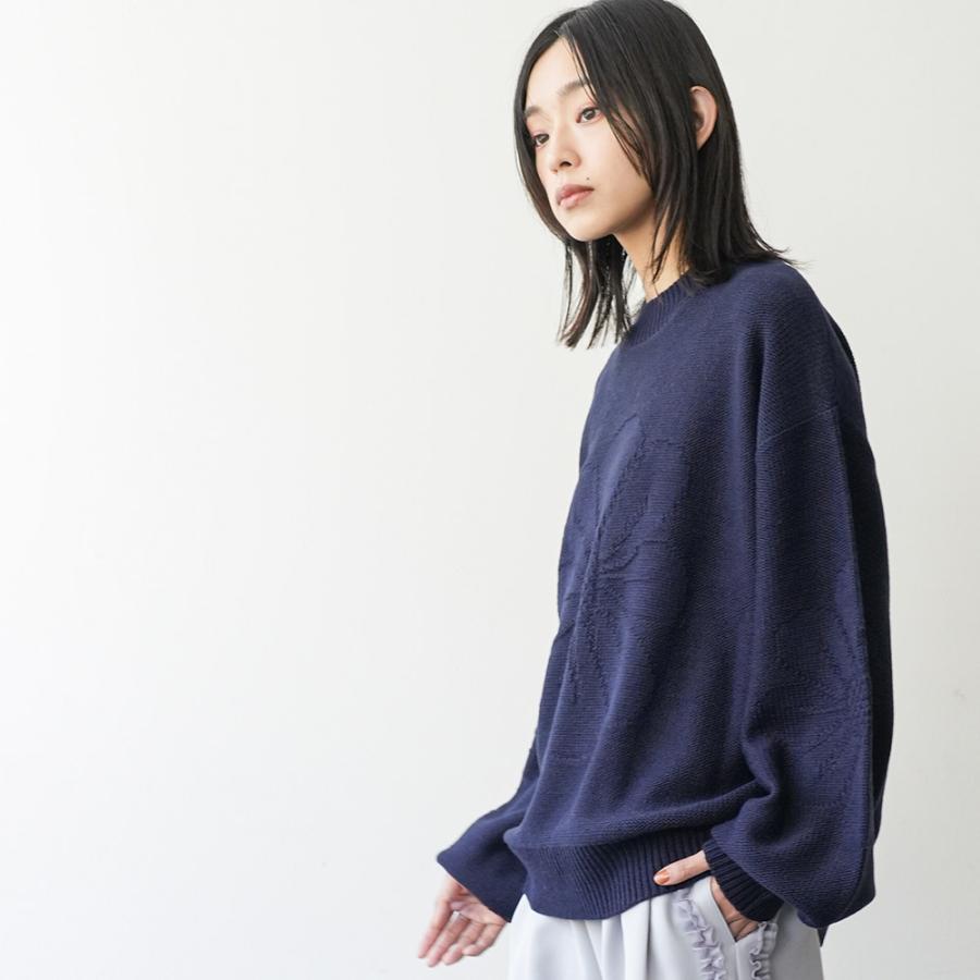 花モチーフジャガードニットプルオーバー ジャガードニット トップス