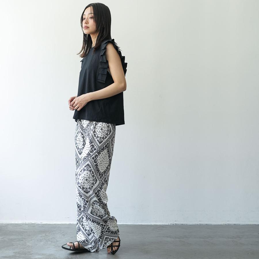 タックフリルノースリーブTシャツ タック袖T ショルダータック