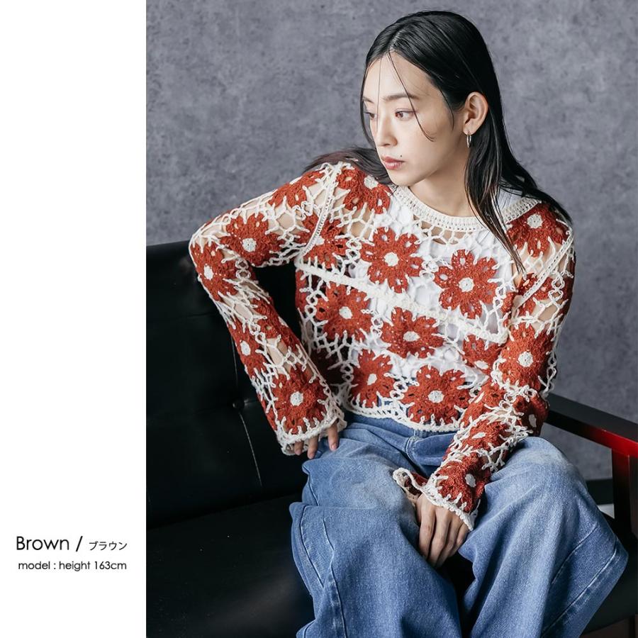 【即完売商品】シェリーモナ♡ワンショルダークロシェニットビキニ♡Mサイズ クロシェ花柄プルオーバー かぎ針ニット 花柄 ニット スカラップ
