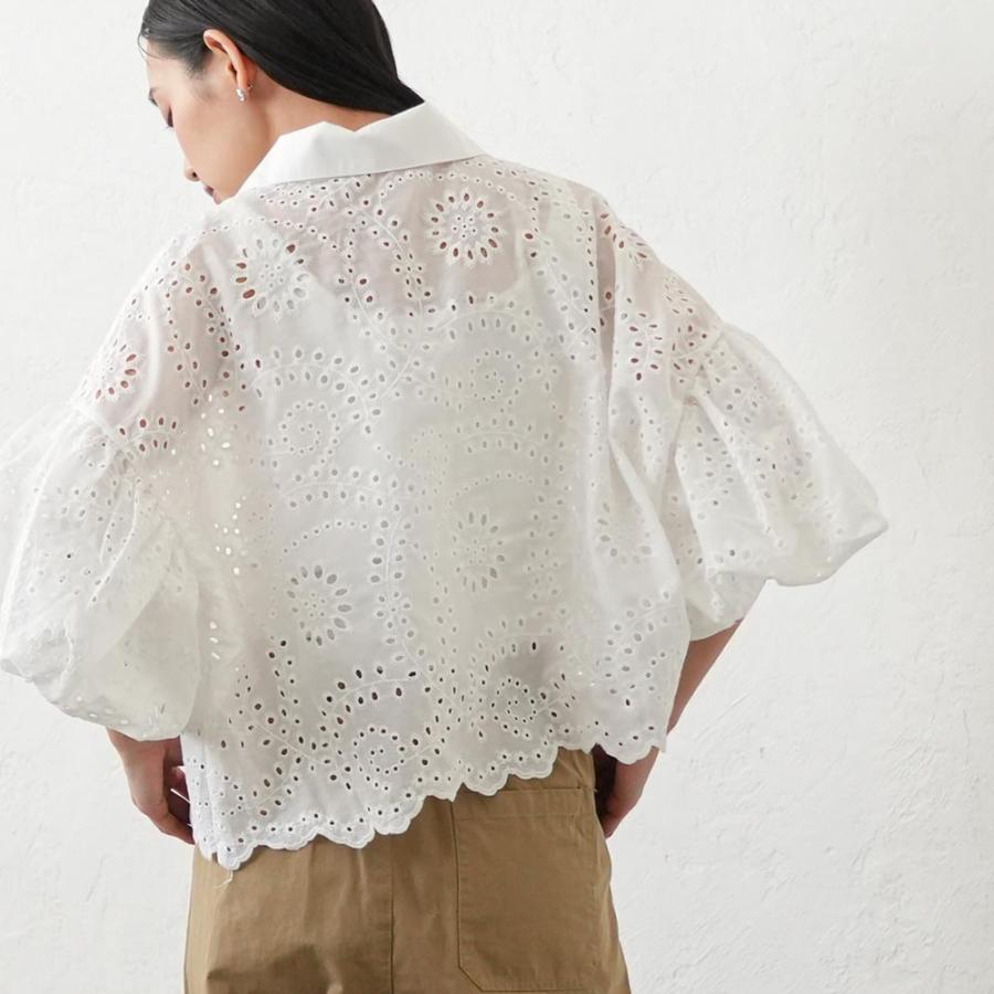 mili an deni（ミリアンデニ） 袖バルーンスカラップレースブラウス