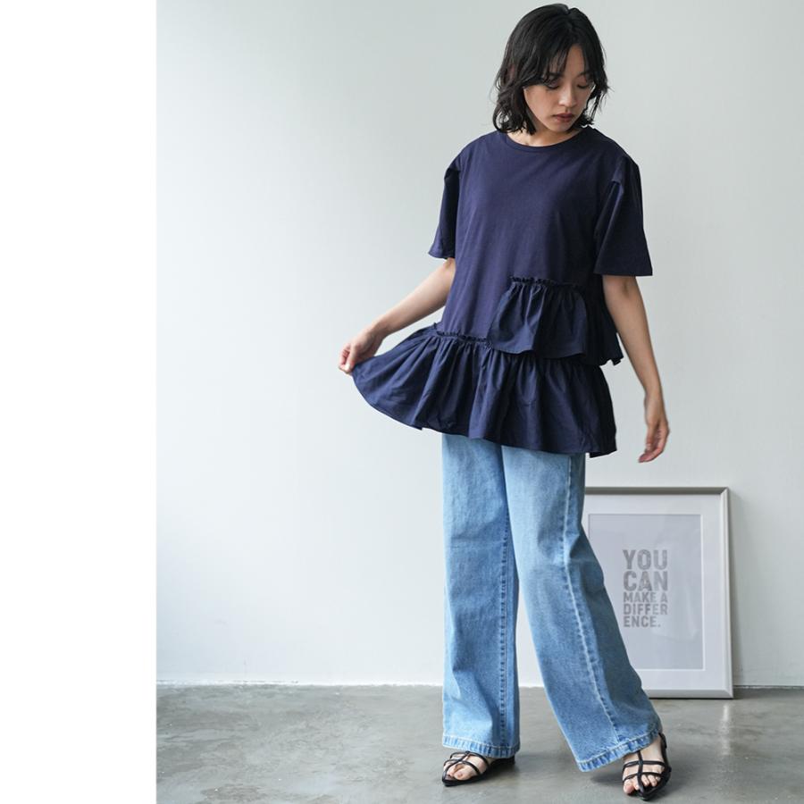 アウトレット ダブルフリル布帛切替トップス (郵2) ポイント消化